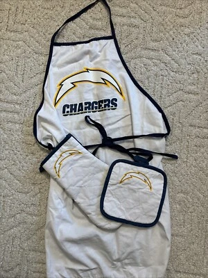 NFL San Diego Chargers Barbacoa Parrilla Tela Delantal Guante y Almohadilla Foto 1 de 4