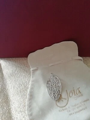 Ciondolo Filigrana Ovale Fiore Argento 925 Rodiato Made in Italy Regalo Donna  - Immagine 1 di 3
