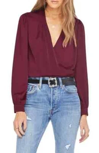 ASTR The Label Women's Janice Crossover Front Top Cabernet Size Med - Picture 1 of 3