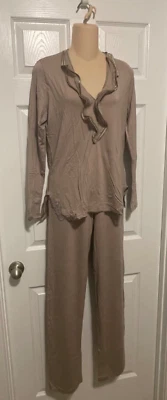 La Perla Garland S Modal Silk Blend LS Pajamas Set Off Taupe - Image 1 of 3