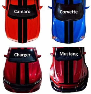 Par de calcomanías gráficas con rayas de rally de 9""x60"" tamaño personalizado y color universal - Imagen 1 de 25
