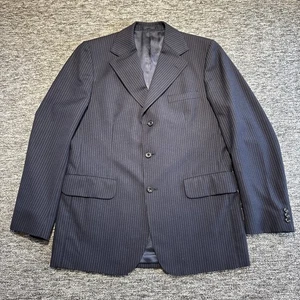 Aquascutum Blazer Jacket Mens 44R Navy Pinstripe Wool 3 Button Vintage - Picture 1 of 9