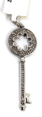 Colgante en forma de llave D.J.A con diamante en oro blanco macizo de 14 k (0,50 quilates) t.w.) Foto 1 de 4