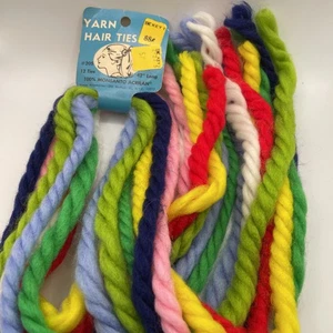 Lot Of 8 Vintage 70's Hair Ties 100% Acrilan Yarn Hair Ties Pony Tail Bows 42” - Picture 1 of 4