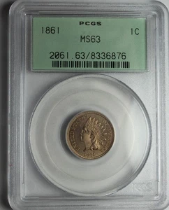 1861 Indian Head Cent MS63 PCGS OGH Very PQ - Picture 1 of 7