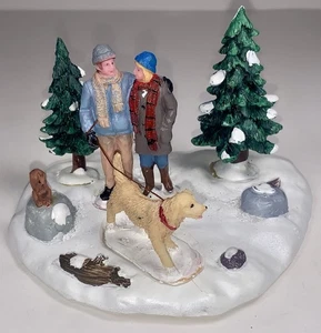 Lemax Christmas “Winter Stroll” Vintage Village Figurines with Retriever #33009 - Picture 1 of 9