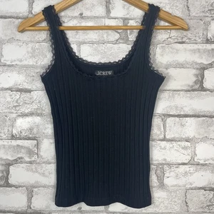 Camiseta sin mangas J.CREW NUEVA CON ETIQUETAS negra Pointelle XXS BZ278 para mujer - Imagen 1 de 5