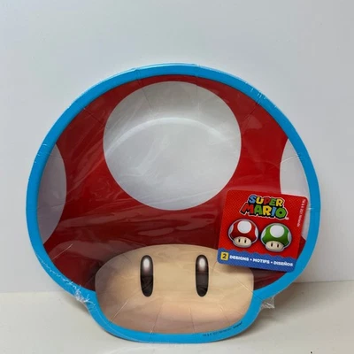 NEW Super Mario Nintendo Birthday Party Supplies Toadstool 8 Dessert Plates  - Image 1 of 3