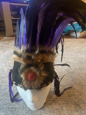 NEW The World Of Feathers Native American Headdress Purple Black Feathers - Image 1 of 4