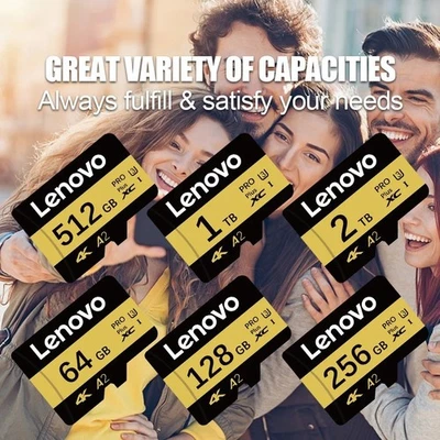 Lenovo TF SD Card 128GB–2TB U3 Class 10 High Speed 4K Ultra-HD Memory - Image 1 of 4