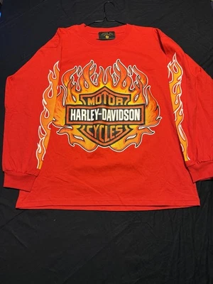 Harley Davidson Flames Long Sleeve Size XL - Image 1 of 4