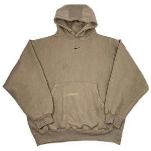 Vintage Nike Center Swoosh Cream Tan Hoodie Sweatshirt Thick Size Large - Picture 1 of 9