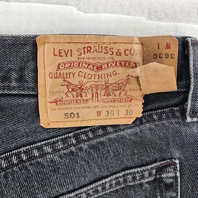 LEVI 501 Jeans 36x30 - Vintage USA Made  El Paso 1996 Gray Denim - Image 1 of 4