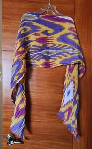 Neu Lauren Ralph Lauren mehrfarbig Unisex langer faltiger Schal Baumwolle/Leinen 16x70 - Bild 1 von 7