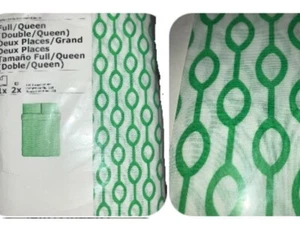 IKEA Rodved Full Queen NEW Duvet Cover Set,MOD Bead GEOMETRIC,Grass Green,White - Picture 1 of 9