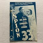 Lancer Spy Dolores del Rio, George Sanders Peter Lorre 1937 duński program filmowy