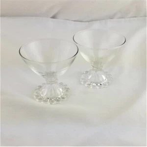 Vintage 2 Anchor Hocking Boopie Clear Champagne Tall Sherbet Glasses Beaded Foot - Picture 1 of 3