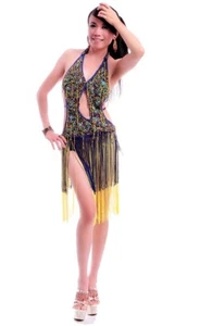 RÄUMUNGVERKAUF L11 Latein Kleid Turnierkleid Tanzkleid Fransenkleid - Picture 1 of 12