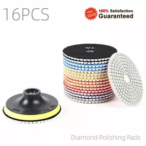 Diamond Polishing Pads 4 inch Wet/Dry 16 Piece Kit Granite Stone Concrete Marble - Picture 1 of 10