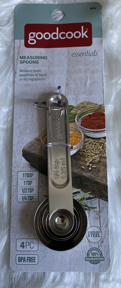 Good cook Essentials Measuring Spoons 4 Pc Stainless Steel BPA Free/ New - Image 1 of 4