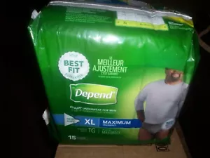 30 Depend for MEN FIT FLEX UNDERWEAR, WAIST 44 TO 64 INCHES, X-Large, - Picture 1 of 2
