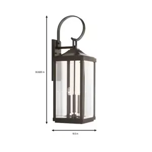 Progress Lighting Gibbes Street 9-1/2 in. 3-Light Antique Bronze Wall Lantern - Picture 1 of 8