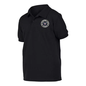 Military Black Polo shirt poloshirt USS ENTERPRISE CVAN-65 VETERAN LOGO - Picture 1 of 2