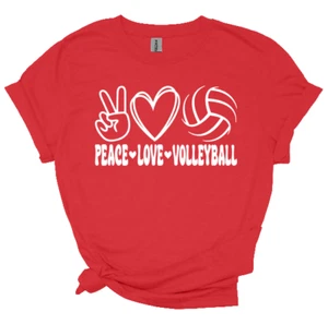 Girl’s Retro Volleyball T-Shirt “PEACE LOVE VOLLEYBALL” in Youth & Adult sizes - Picture 1 of 26