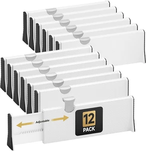 Drawer Dividers Organizer 12 Pack, Adjustable Separators 4" High Expandable from - Picture 1 of 12