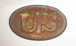 Antique OVAL c1863-1865 CIVIL WAR US Union Yankee AMMO BOX BUCKLE PLATE w/ Loops - Picture 1 of 6