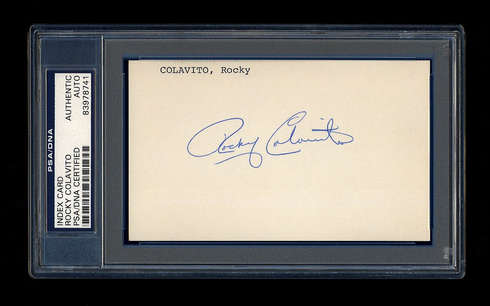 ROCKY COLAVITO SIGNED INDEX CARD PSA/DNA SLABBED CLEVELAND INDIANS HOF TIGERS - Image 1 of 1