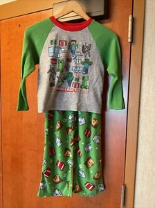 Mojang - Minecraft Fleece Long Sleeve Pajama Set - Green - Boys Size 8 - Picture 1 of 16