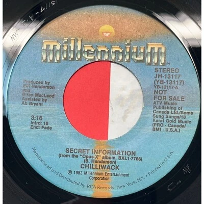Chilliwack Secret Information 45 Rock Promo VG+ Millenium 13117 - Image 1 of 4