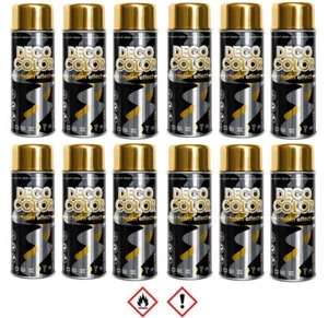 12 Stück 400ml gold Chromspray Effektspray Farbe Lack Goldspray Lackspray 12250 - Bild 1 von 2