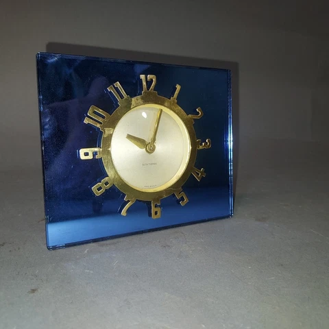 SETH THOMAS BLUE MIRROR 8DAY DESK CLOCK Cover