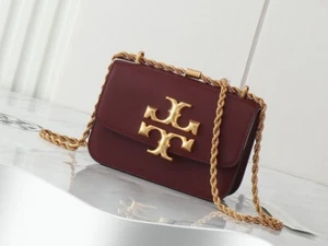 Tory Burch Eleanor Convertible Shoulder Bag Wine red Outlet New 19cmX14cmX7cm - Picture 1 of 8