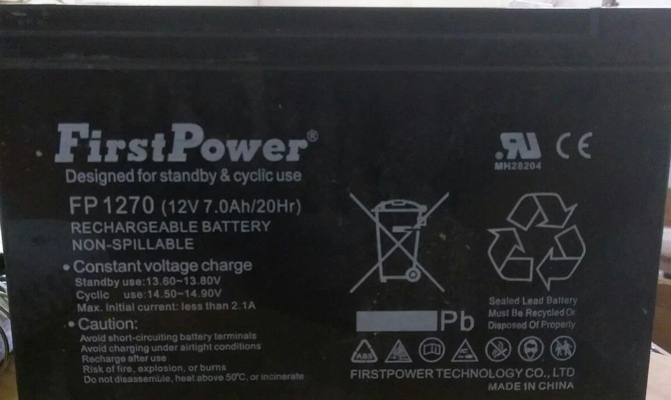 NEW FIRST POWER BT126 RECHARGEABLE SEALED LEAD BATTERY  - Image 1 of 1
