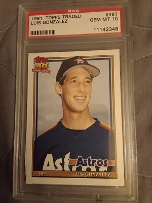 Tarjeta de béisbol de novato 1991 Topps intercambiada Luis González #48T graduada PSA 10 GEMA como nueva Foto 1 de 2
