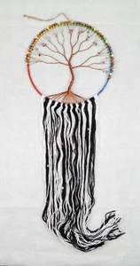 Fair Trade Beautiful 25cm Tree of Life Dreamcatcher Handmade with Beaded Tassels - Picture 1 of 4