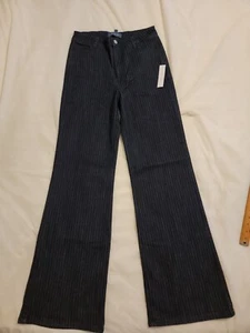 Modcloth Perfecting Multicolor Pinstripes Wide-Leg Jeans 10 women's pants NEW  - Picture 1 of 6