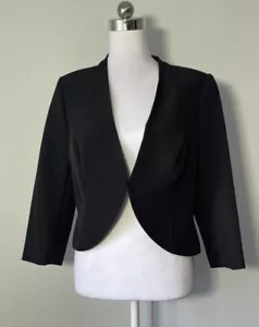 Review Womens Black 3/4 sleeve Cropped Blazer Jacket Size 10 - Picture 1 of 7