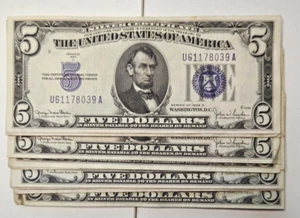 ✯$5 Silver Certificate Note✯ Blue Seal ✯Old Money Rare Bill Lot 1934✯ VF-AU - Picture 1 of 4