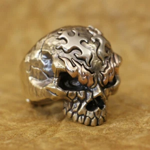 Copper EyeBrow Cupronickel Fire Brass Skull Ring Punk Ring BR427 UK P½~Z5 BZ - Picture 1 of 27