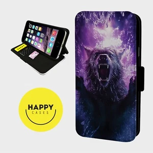 ANGRY WOLF LOYAL PREDATOR - Faux Leather Flip Phone Case Cover-iPhone/Samsung - Picture 1 of 5