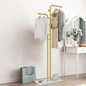 Coat Rack Stand Gold Clothing Rack Freestanding for Coats Hats Scarves Clothes - Picture 1 of 7