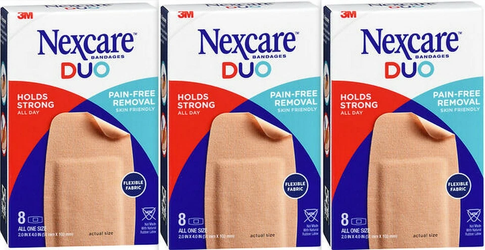 Nexcare Vendajes DUO Rodilla/Codo Talla Única 2"x4" 8ct/caja (3 cajas) Foto 1 de 1