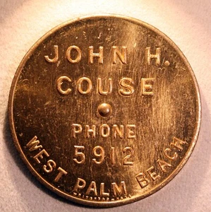 NICE Florida spinner token - John H. Couse, York A/Cs, West Palm Beach, Fla. - Picture 1 of 2