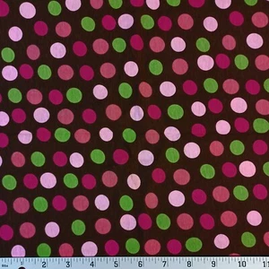 Dark Brown Pink Lime Magenta Polka Dot Cotton Knit Fabric 24 x 60 - Picture 1 of 1