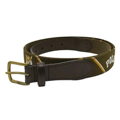 Polo Ralph Lauren Cuero, Cinturón de Lona con Hebilla, Logotipos, Tigres - Verde Oliva Foto 1 de 4