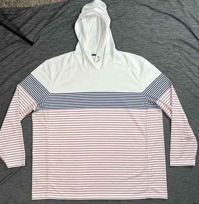 Sudadera con capucha Vineyard Vines para hombre 3XB blanca a rayas sobre la marcha Sankaty Pullover UPF Foto 1 de 4